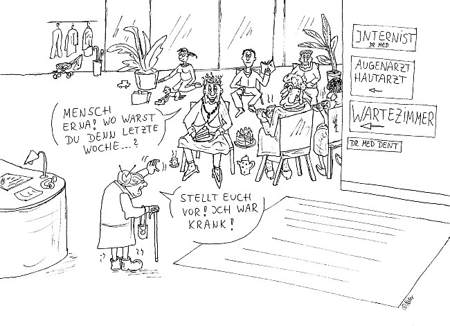 Treffen im vollen Wartezimmer