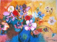 Blumenvase nach Ian Woodner, lkreide auf Karton